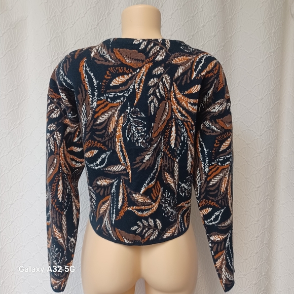 Tahari Brown and White Textured Cardigan Size M - Picture 8 of 15